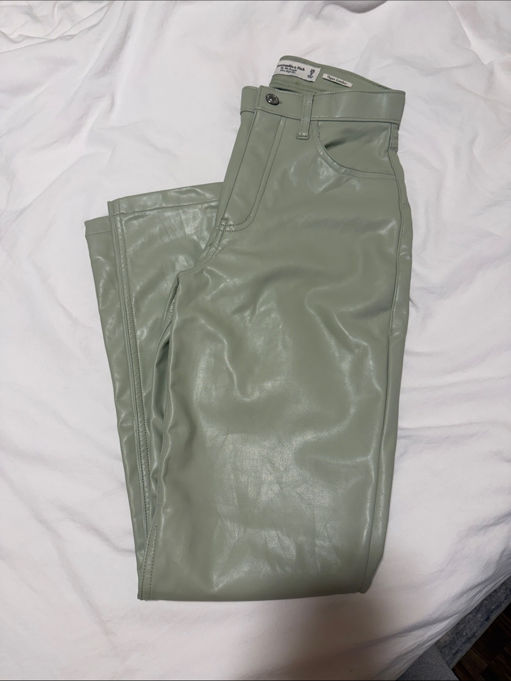 Abercrombie & Fitch Vegan Leather Sage Green Pants